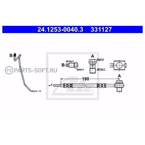 ATE 24.1253-0040.3 24.1253-0040.3_шланг торм. зад. прав L=655\ Audi A6, VW