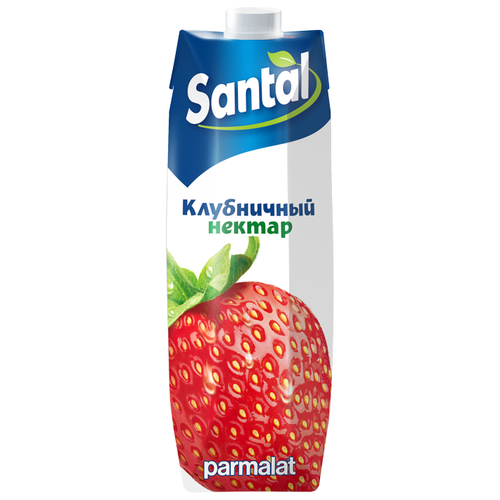 Нектар Santal Клубника, с крышкой, 1 л, 12 шт.