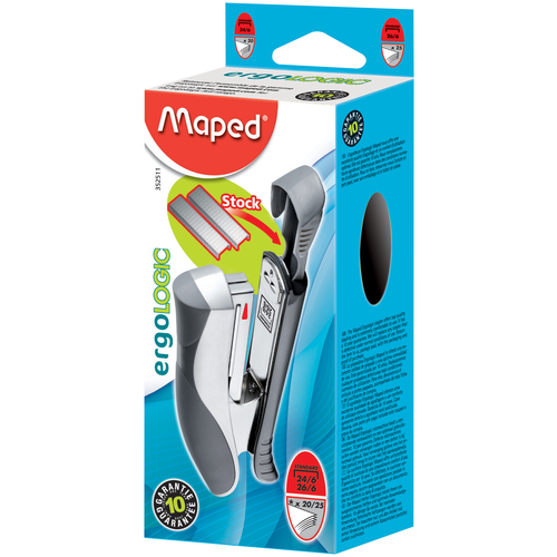 Maped степлер Ergologic half strip для скоб №24/6, 26/6 черный/бирюзовый