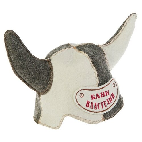 RUШER Шлем викинга Властелин бани (Белый / Серый, UN