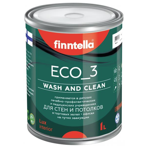 Краска акриловая finntella Eco_3 Wash and Clean влагостойкая моющаяся