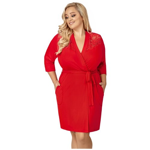 Халат Donna Tess plus dressing gown Red, размер 6XL, цвет: К