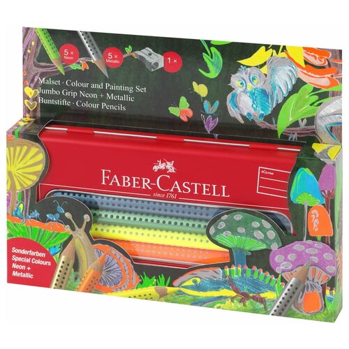 Карандаши цветные Faber-Castell Jumbo Grip Neon+Metallic, 