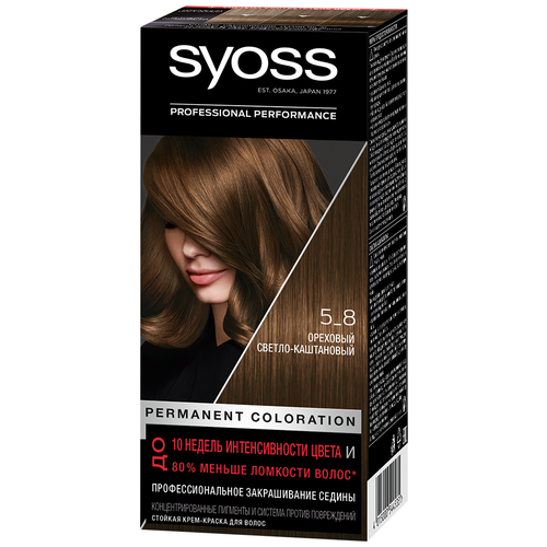  Syoss Color Стойкая крем-краска для волос, 5-8 Ореховый светло-каштановый, 50 мл