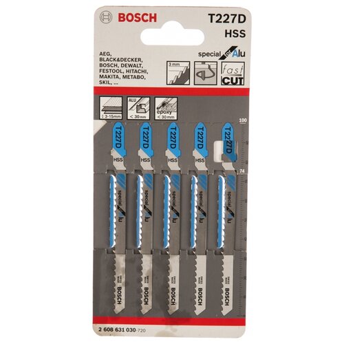  Пилки T227D 5 шт. по металлу для лобзика Bosch 2.608.631.030