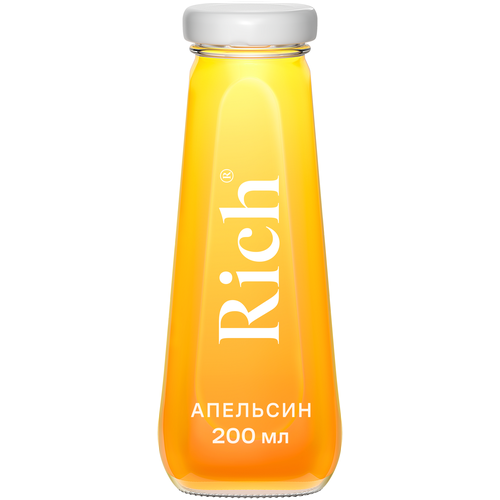 Соки и нектары  Яндекс Маркет Сок Rich Апельсин, в стеклянной бутылке, без сахара, 0.2 л, 200