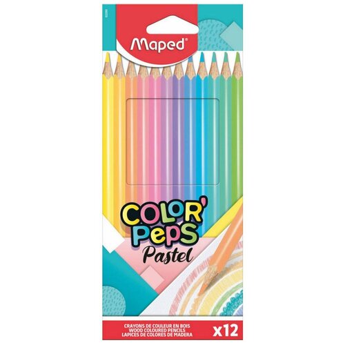 Карандаши цветные 12 цветов Maped Color'Peps Pastel (L=174мм