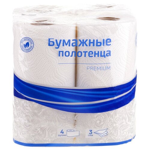 Полотенца бумажные OfficeClean трехслойные Premium 4 рул., белый 23 х 21