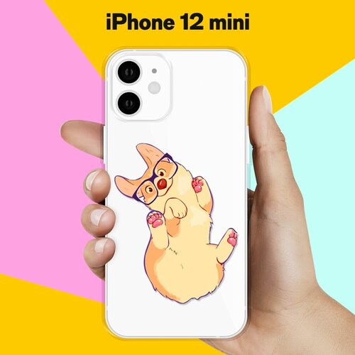 Силиконовый чехол Корги в очках на Apple iPhone 12