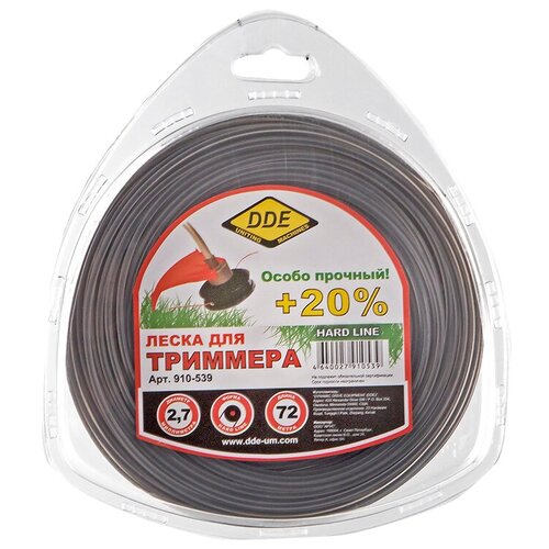 Корд триммерный на катушке DDE Hard Line 2.7mm х 22m Grey-Re