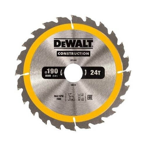 Диск пильный DeWalt твердосплавный 190х30х24 Construction DT1944