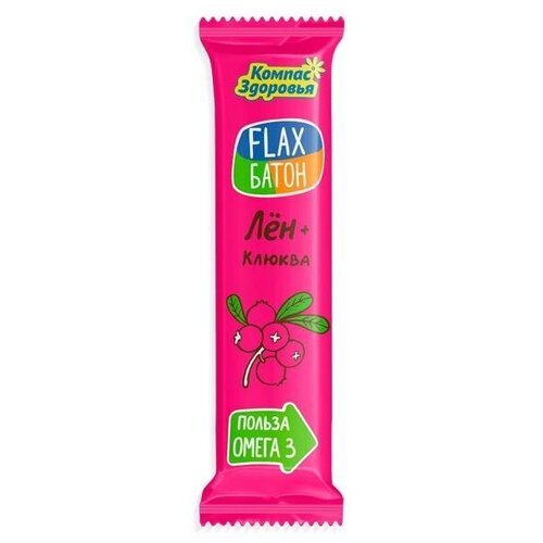  Яндекс Маркет Льняной батончик FLAX с клюквой, Компас, Здоровья, 30 гр