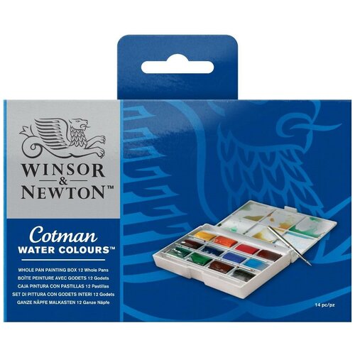 Краски  Яндекс Маркет Winsor&Newton Набор Cotman, 12 больших кювет + аксессуары 