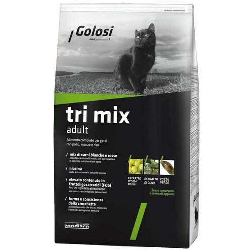 Golosi Cat Adult Tri Mix сухой корм для кошек с курицей, гов