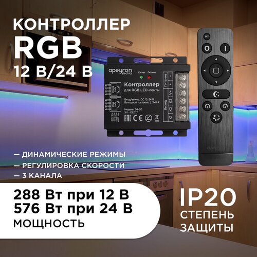 Контроллер для светодиодных RGB лент с пультом ДУ easy control / 12В-288 Вт,