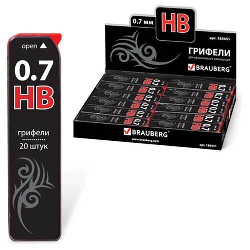  Грифели запасные BRAUBERG, комплект 20 шт., Black Jack Hi-