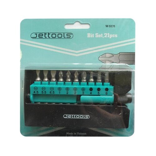 Набор бит с адаптером Jettools PH PZ SL TORX HEX (20 шт)