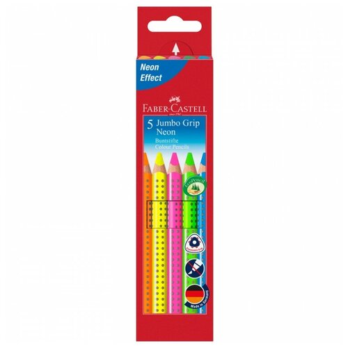 Карандаши цветные Faber-Castell Jumbo Grip Neon, 05цв., не