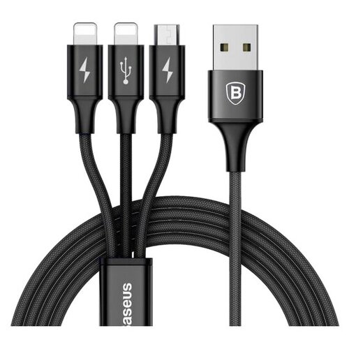 Кабель Baseus 3 in 1 Rapid Series USB - microUSB/2xLightning