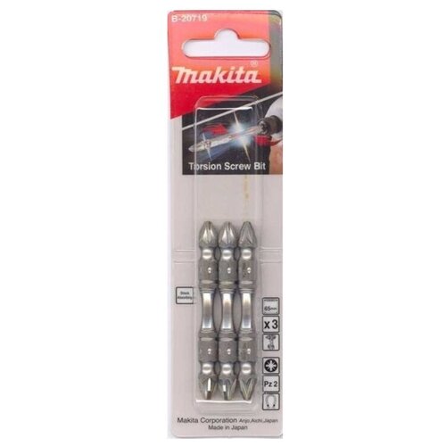 Биты двусторонние Silver Torsion PZ2, 65 мм, 3 шт Makita B-2