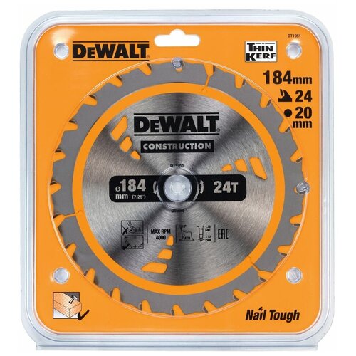  Пильный диск DeWALT Construction DT1951-QZ 184х20 мм