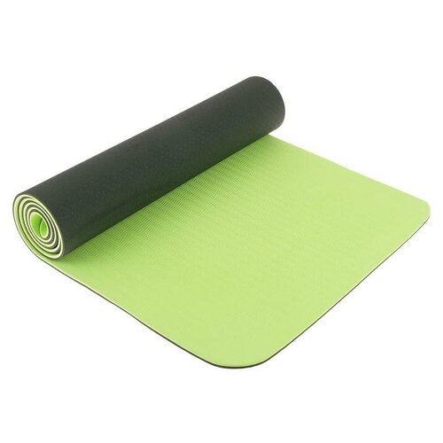 Коврик для йоги Sangh Yoga mat двухцветный, 183х61х0.8 см темно-зеленый