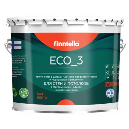 Краска акриловая finntella Eco_3 Wash and Clean влагостойкая моющаяся