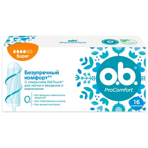 Прокладки и тампоны O.b. тампоны ProComfort Super, 4 капли, 16