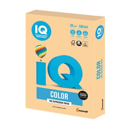 Бумага цветная для принтера IQ Сolor, А4, 80 г/м2, 500 листо