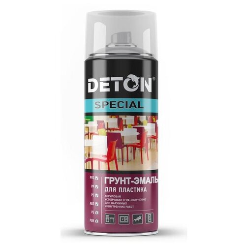 DETON SPECIAL, Грунт-эмаль для пластика, черный, баллон аэро