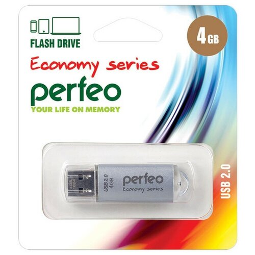 Perfeo USB Drive 4GB E01 Silver PF-E01S004ES