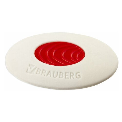 Ластик BRAUBERG Oval PRO, 40х26х8 мм, овальный, красный пл