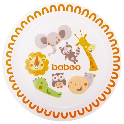 Посуда Тарелка baboo Safari (9-020), белый/оранжевый