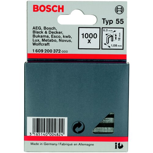 Скобы BOSCH 16/6 MM ТИП 55 10000 шт