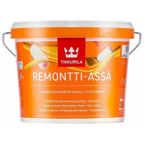 Краска акриловая Tikkurila Remontti-Assa влагостойкая моющаяся полуматовая