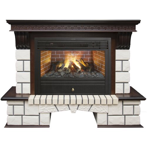 Камины и печи Электрокамин RealFlame Stone с очагом 3D Novara Античный дуб