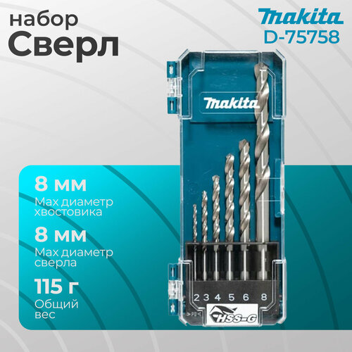 Набор сверл Makita hss-co d-75758