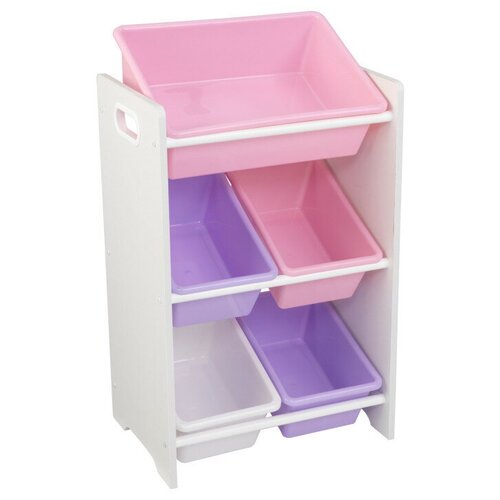 Стеллаж KidKraft с 5 контейнерами 43х30х74 см Pastel & White