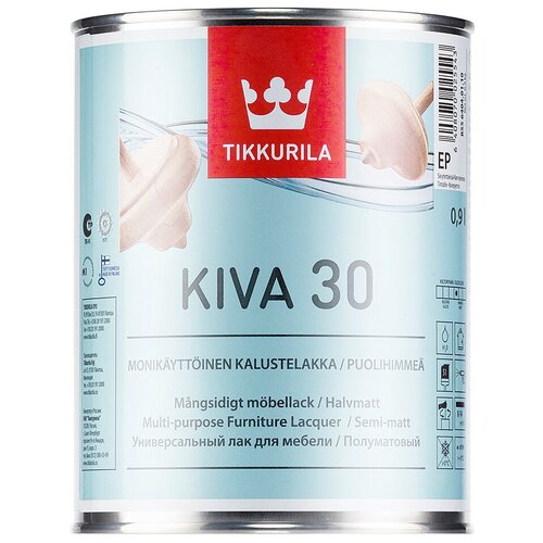  Лак для мебели Tikkurila Kiva 30 полуматовый (0,9л)