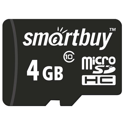 Карта памяти SmartBuy microSDHC 4 ГБ Class 10, R/W 25/14 МБ/с, 1 шт.,