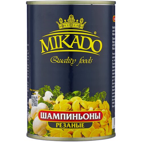 Грибы консервированные  Яндекс Маркет Шампиньоны MIKADO соленые резаные, 425 мл