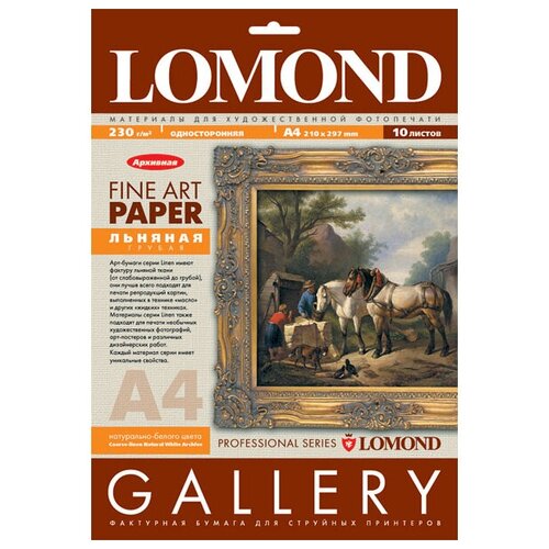 LOMOND 0913241 льняная фактура/Linen А4, 230 г/м2, 10 листов