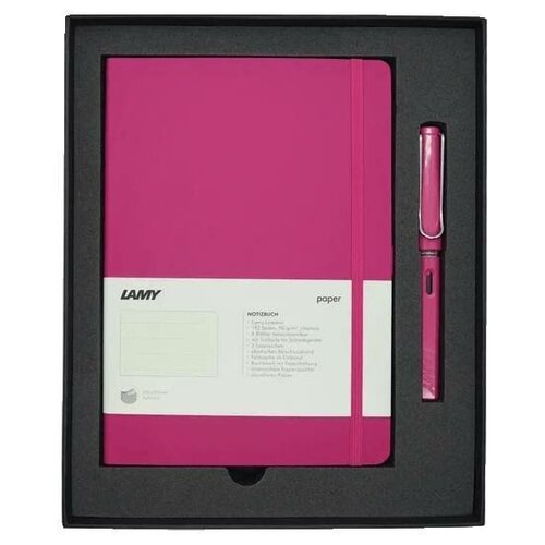 Набор ручка перьевая LAMY Safari, F, Розовый+Записная книжка