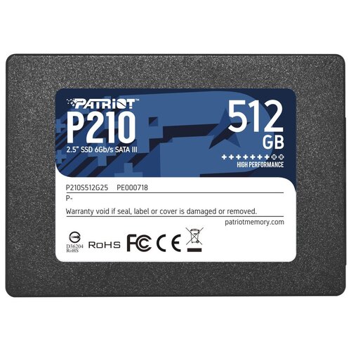 Накопитель SSD Patriot P210 P210S512G25, 2.5, SATA-III