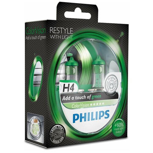 Лампа галогенная Philips ColorVision Green H4 (P43t) 12V 60/