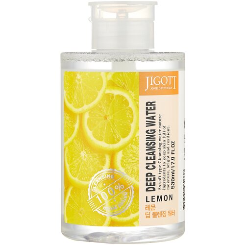 Jigott вода  очищающая с экстрактом лимона Deep Cleansing Water Lemon, 530 мл,