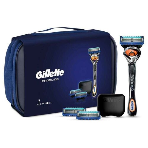 Подарочный набор мужской Gillette Proglide бритва с 1 кассетой + 2 касс. +