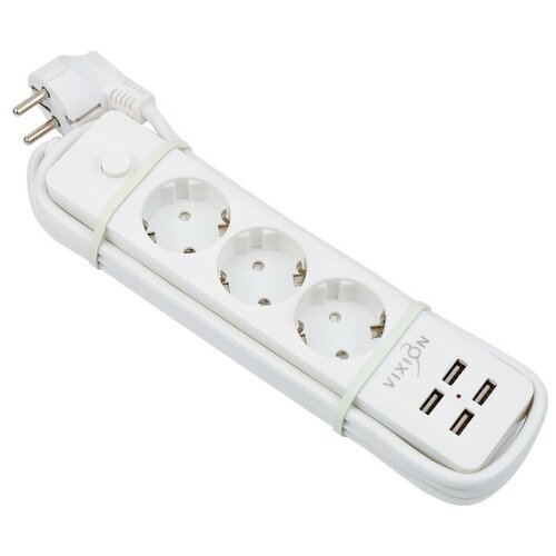 Сетевой фильтр Vixion BKL-08 3 Socets + 4xUSB 1.8m White