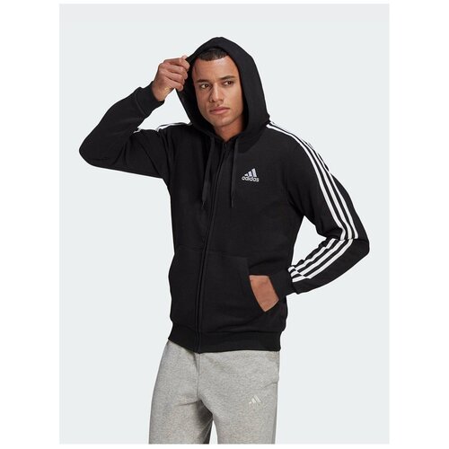 Толстовка adidas Essential 3-Stripes, силуэт прямой, капюшон, размер l,