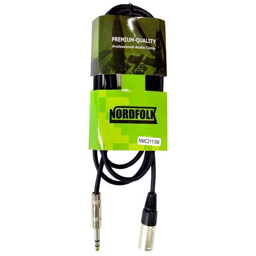 NordFolk NMC211/3M кабель XLR male - 6.3 мм jack stereo, металл разъёмы,